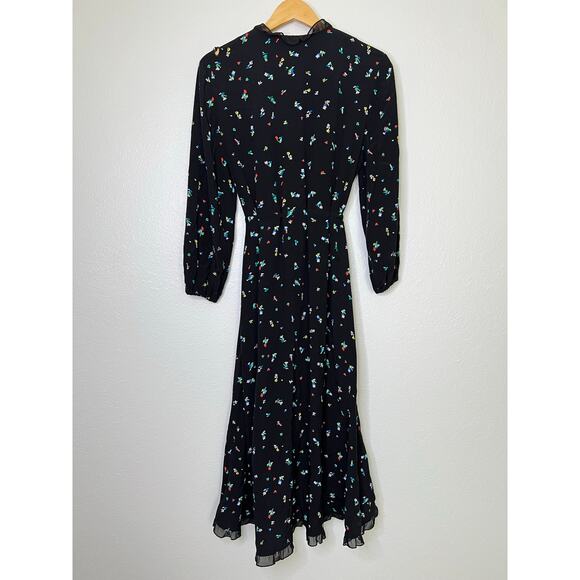 & Other Stories Black Floral Wrap Midi Dress Size 4 - Picture 4 of 4